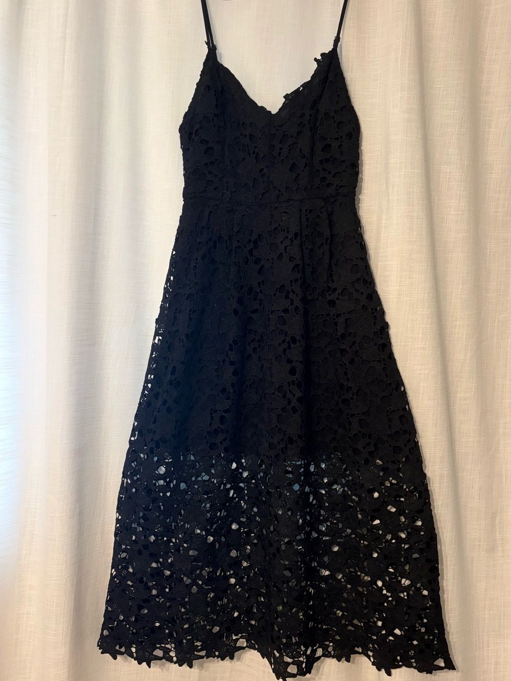 ASTR The Label Black Lace Midi Dress with Spaghetti Straps